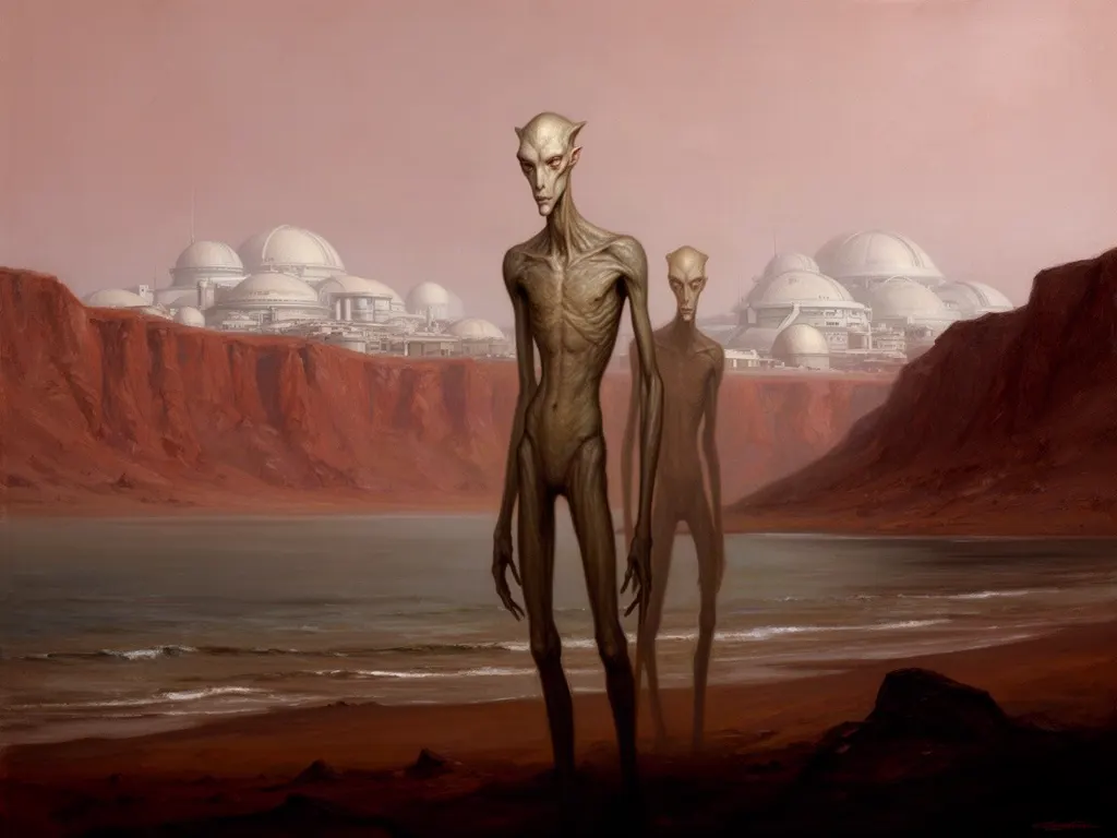 ภาพวาดสปีชีส์ ชาวอังคาร (Marinerians) (Martians (Marinerians)) จากดาวอังคารและเผ่าชาวดวงดาว — ~1,000 ปีหลังเริ่มตั้งอาณานิคมบนดาวอังคาร