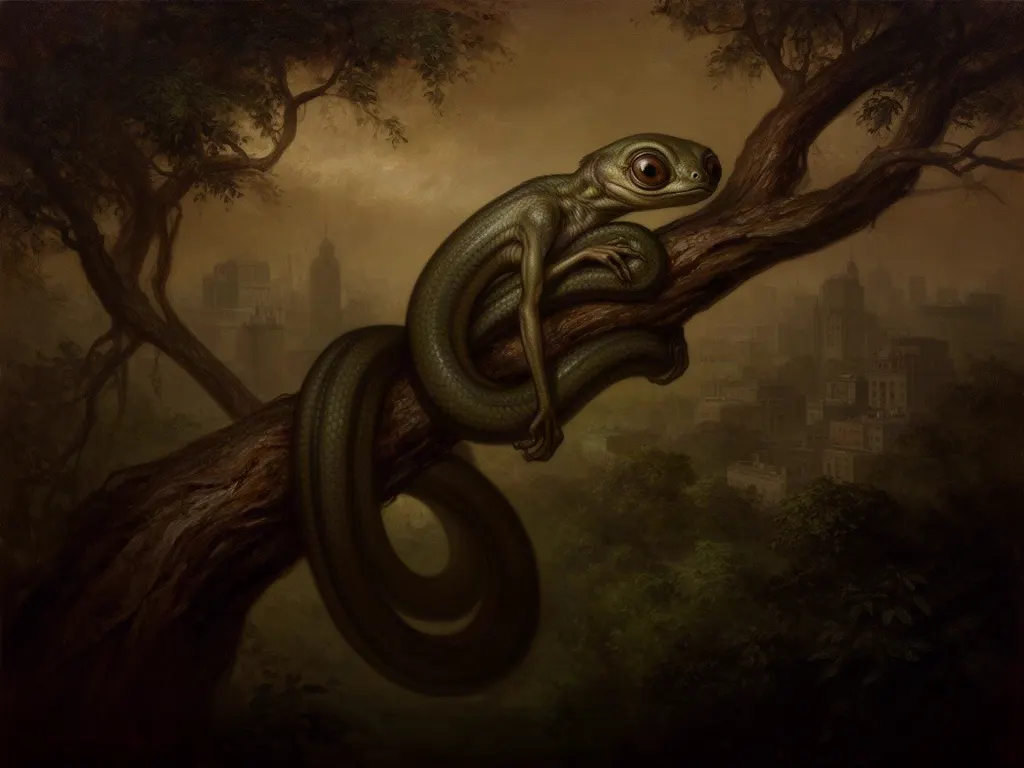 ภาพวาดสปีชีส์ ชาวงู (Snake People) (Snake People) จากจักรวรรดิมนุษย์ครั้งที่สอง — หลายสิบล้านปีหลัง Qu จากไป